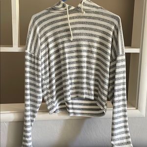 Grey and white long sleeve shirt